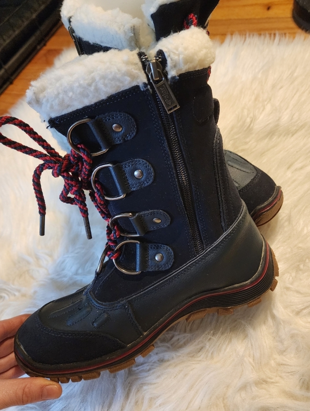 Navy Pajar Canada Alina Snow Fur Lined Lace Up Boots - Picture 13 of 14